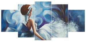 Ručně malovaný obraz Krásná žena během tance - 5 dílný Rozměry: 150 x 105 cm
