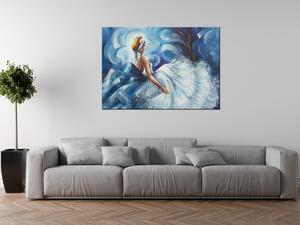Ručně malovaný obraz Modrá dáma během tance Rozměry: 70 x 100 cm