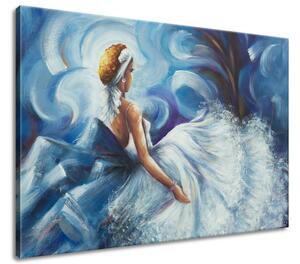 Ručně malovaný obraz Modrá dáma během tance Velikost: 100 x 70 cm