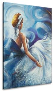 Ručně malovaný obraz Modrá dáma během tance Velikost: 70 x 100 cm