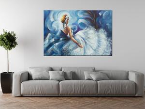 Ručně malovaný obraz Modrá dáma během tance Rozměry: 70 x 100 cm