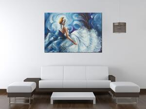 Ručně malovaný obraz Modrá dáma během tance Rozměry: 120 x 80 cm