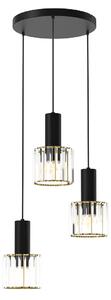 Závěsné svítidlo Cristal, 3x transparentní křišťálové stínítko, b/g, o