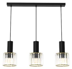 Závěsné svítidlo Cristal, 3x transparentní křišťálové stínítko, b/g