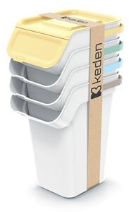 Prosperplast Sada 4 odpadkových košů KADDI s filtrem 4 x 25 L popelavě šedá