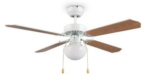 Trio R66592031 HAMMERFEST - Stropní ventilátor s osvětlením v dekoru dřeva nebo bílé barvě, 1 x E27, Ø 106,5cm (Ventilátor na strop s tahovými vypínači a zpětným chodem)