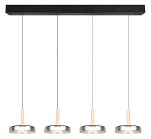 TRIO 354910432 CELESTE závěsné svítidlo SMD LED 4x7,5W/750lm 3000K černá, dřevo, switchdimmer