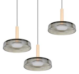 TRIO 354930332 CELESTE závěsné svítidlo D350mm SMD LED 3x7,5W/750lm 3000K černá, dřevo, switchdimmer