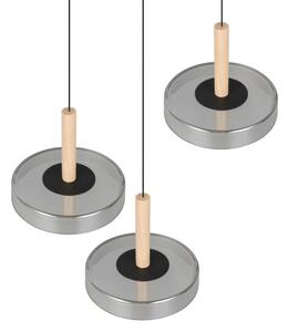 TRIO 354930332 CELESTE závěsné svítidlo D350mm SMD LED 3x7,5W/750lm 3000K černá, dřevo, switchdimmer