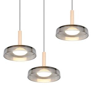 TRIO 354930332 CELESTE závěsné svítidlo D350mm SMD LED 3x7,5W/750lm 3000K černá, dřevo, switchdimmer