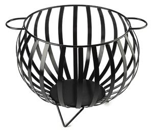 Kovový koš na dřevo Globe2, 54x42 cm, černá