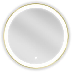Mexen Esso koupelnové zrcadlo s podsvícením, kulaté 60 cm, LED 6000K, antivapa, zlatý rám - 9825-060-060-611-50