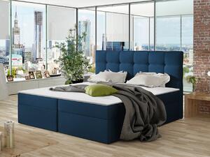 Boxpringová manželská postel 140x200 CLARA - modrá + topper ZDARMA