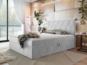 Hotelová manželská postel 160x200 PALMA - světlá šedá + topper ZDARMA