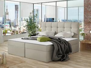 Boxpringová manželská postel 160x200 CLARA - béžová + topper ZDARMA