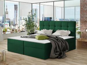 Boxpringová manželská postel 140x200 CLARA - zelená + topper ZDARMA