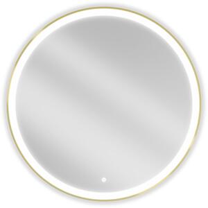 Mexen Esso kulaté podsvícené koupelnové zrcadlo, 90 cm, LED 6000K, proti mlžení, zlatý rám - 9825-090-090-611-50