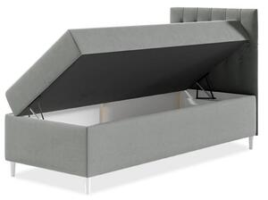 Boxspringová jednolůžková postel 90x200 PORFIRO 1 - bílá ekokůže / béžová, pravé provedení + topper ZDARMA