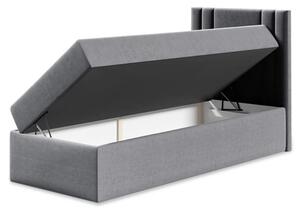 Americká jednolůžková postel 100x200 VITORIA MINI - grafitová ekokůže, pravé provedení + topper ZDARMA