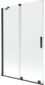 Mexen Velar dvoudílný roztahovací vanový paraván 120 x 150 cm, transparentní, černý - 896-120-000-01-70