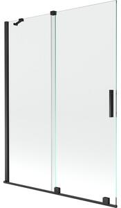 Mexen Velar dvoudílná sprchová zástěna s posuvnými dveřmi 130 x 150 cm, transparentní, černá - 896-130-000-01-70