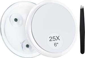Zrcadlo s 25násobným zvětšením, s přísavkou, průměr 15 cm, vhodné pro líčení a cestování
