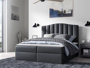 Boxspringová manželská postel 180x200 REYA - šedá ekokůže + topper ZDARMA