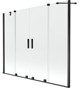 Mexen Velar Duo vanová zástěna 2-křídlá posuvná 170 x 150 cm, transparentní, černá - 896-170-000-02-70