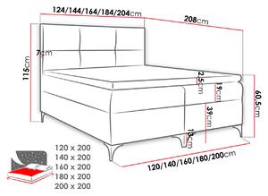 Americká manželská postel 160x200 NIEVE - šedá + topper ZDARMA