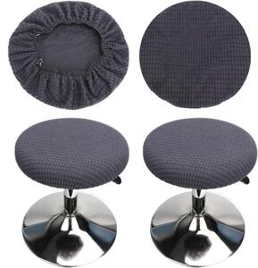 Sada dvou potahů na kulaté barové židle, omyvatelné, rozměry 30-40 cm, materiál: polyester a Elastan, barva: šedá, vhodné do kuchyně