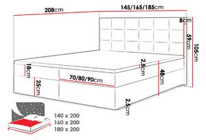 Kontinentální manželská postel 180x200 BALJA 4 - modrá + topper ZDARMA