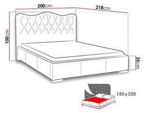 Čalouněná manželská postel 180x200 SALVADORA - černá ekokůže