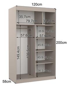Šatní skříň s posuvnými dveřmi 120 cm EABRIA - kašmírová