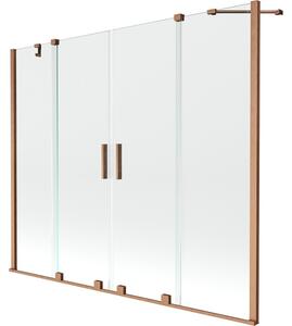 Mexen Velar Duo vanová zástěna 2-křídlová posuvná 200 x 150 cm, transparentní, kartáčovaná měď - 896-200-000-02-65