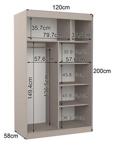 Úzká šatní skříň 120 cm JABRA - kašmírová