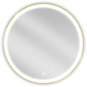 Mexen Esso kulaté osvětlené koupelnové zrcadlo, průměr 80 cm, LED 6000K, anti-pára, zlatý rám - 9825-080-080-611-50