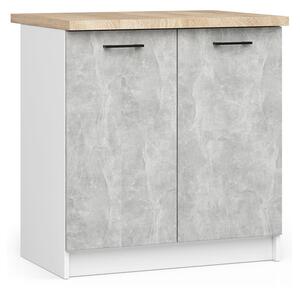 Kuchyňská skříňka OLIVIA – 80 cm | Bílá / Beton / Dub Sonoma