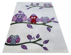 Dětský koberec Bella sovičky / krémová - 120 x 170 cm