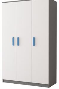 Idzczak Smyk II 3d šatní skříň šíře 120 cm Modrá madla / šedá