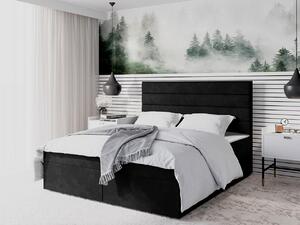 Boxspringová manželská postel 140x200 MANNIE 3 - černá + topper ZDARMA