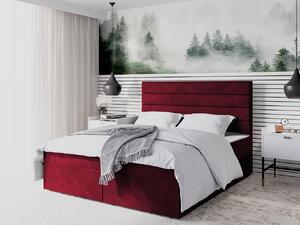 Boxspringová manželská postel 140x200 MANNIE 3 - červená + topper ZDARMA
