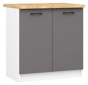 Kuchyňská skříňka OLIVIA – 80 cm | Bílá / Šedý grafit / Dub Craft