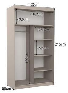 Šatní skříň se zrcadlem 120 cm HAMLIA - kašmír