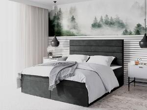 Boxspringová manželská postel 140x200 MANNIE 3 - šedá + topper ZDARMA