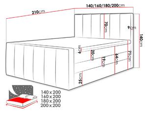 Boxspringová dvoulůžková postel 140x200 MARCELINO - hnědá + topper ZDARMA
