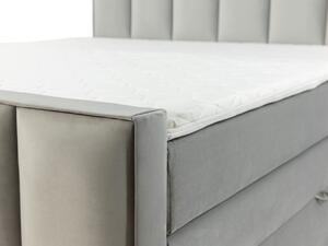 Boxspringová dvoulůžková postel 140x200 MARCELINO - šedá + topper ZDARMA