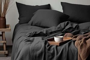 DARRÉ Mušelínové povlečení Black Velikost: 140 x 200 + 70 x 90