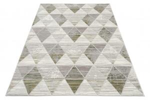Makro Abra Moderní kusový koberec ASTHANE E460A Trojúhelníky světle šedý / tmavě zelený Rozměr: 180x250 cm