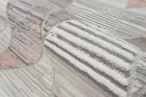 Makro Abra Moderní kusový koberec ASTHANE E460A Trojúhelníky světle šedý / tmavě růžový Rozměr: 80x150 cm
