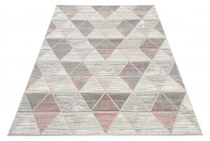 Makro Abra Moderní kusový koberec ASTHANE E460A Trojúhelníky světle šedý / tmavě růžový Rozměr: 80x150 cm